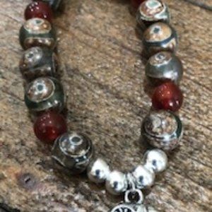 DZI Bead Bracelet with Elephant Charm